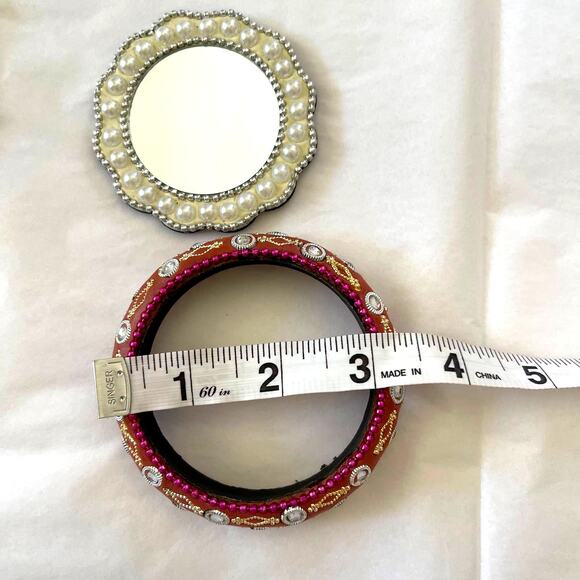 Pier 1 Bejeweled Bangle and Mirror Vintage Pier One Imports 90s - Picture 3 of 4